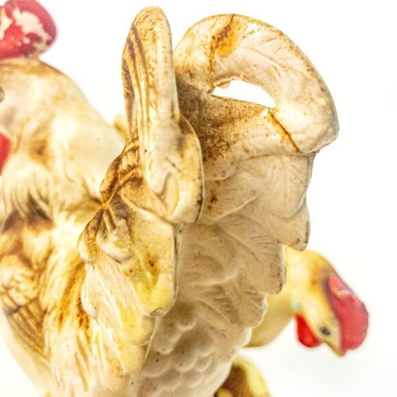 Vintage Pair Enesco Rooster & Hen Porcelain Figurines - Picture 6 of 8